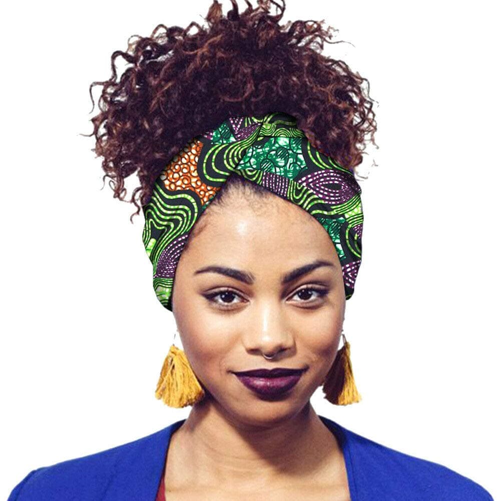 Goyajun Women's Headbands Turban Head Wrap - African Traditional Wax Floral Printing Headscrafs Hair Band