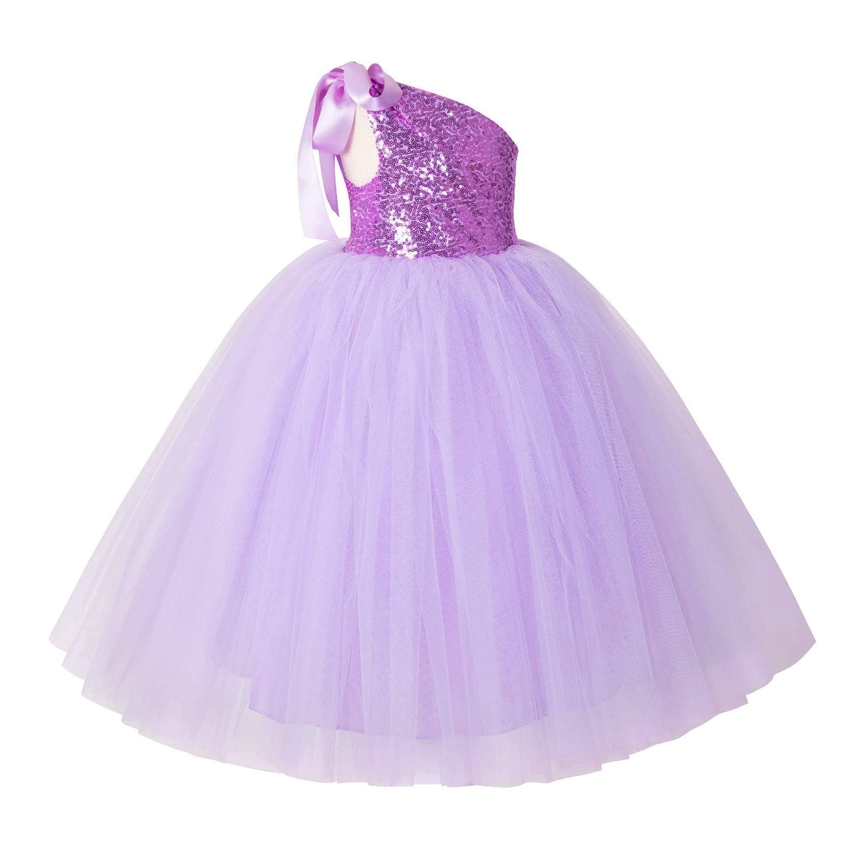 ekidsbridal One-Shoulder Sequin Tutu Flower Girl Dress Wedding Pageant Dresses Ball Gown Tutu Dresses 182