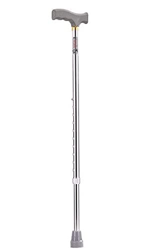 Aluminum Walking Stick for Old People, Adult Men/Women, Patients & Physically Challenged with Adjustable Height Strong Aluminium Body (Silver).