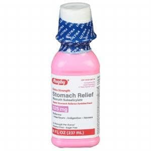 Rugby Extra Strength Upset Stomach Reliever/Antidiarrheal Bismuth Subsalicylate 525 mg - 2X Strength per Ounce - 8 Fl Oz