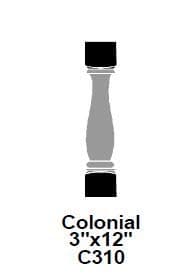 Hemlock Wood Baluster Spindle (Colonial) 3" X 12" 10 Per Box