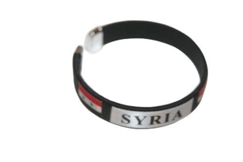 Syria Black Country Flag Flexible Adult C Bracelet Wristband 2.5 Inches in Diameter X 0.5 Inches Wide New