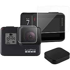 Hydrophobic Lens and Screen Protector for GoPro Hero 5/6/7 Black with Free Silicone Lens Cover ($5.99 Value). Anti-Scratch, Water/Snow Repellent, Touchscreen Compatible, Lasts up to 6 Months.