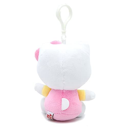 Hello Plush Kitty Keychain with Heart Shape Clip 4” Inch Stuffed Plushie Purse Bag Charm Backpack Lucky Doll