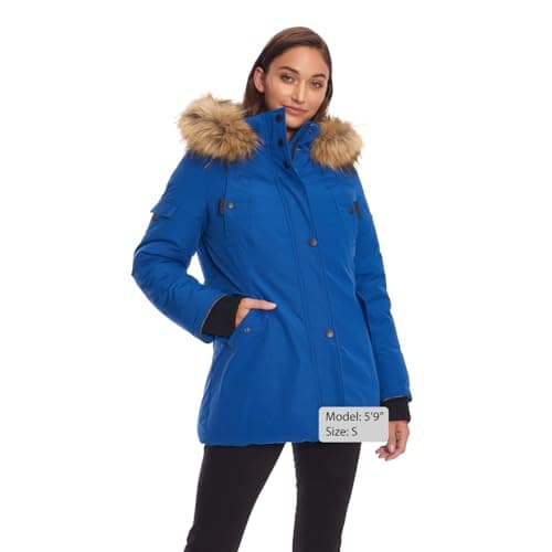 ALPINE NORTH Glacier Women’s Vegan Down Winter Coat with Faux Fur Hood - Parka Jacket for Women