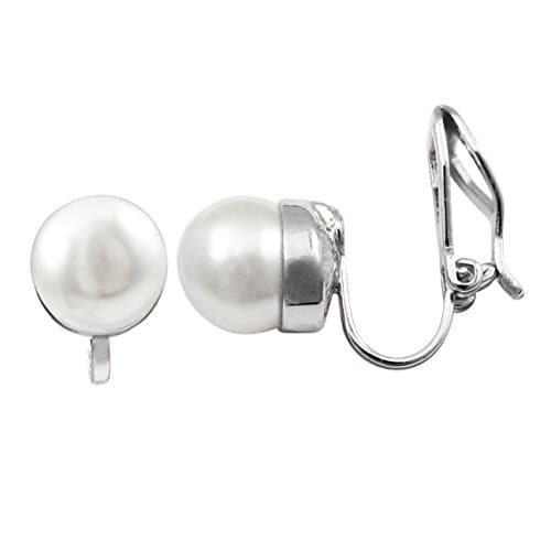 Rhodium or Gold Finish Faux Pearls Clip-On Stud Earrings