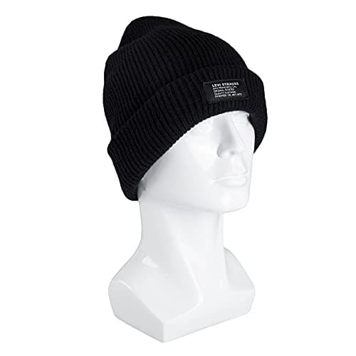 Levi's Mens Cozy Knit Cuffed Logo Patch Beanie Hats