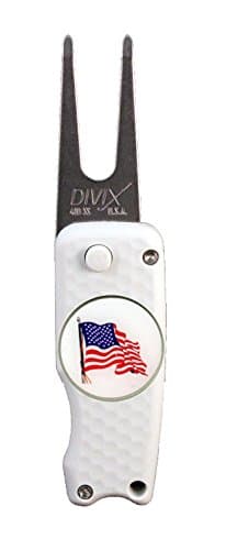 DX Switchblade Divot Repair Tool Waving Flag Marker White | Made in USA
