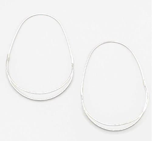 WOMENS EARRINGS-FASHION JEWELRY-FINE TEARDROP LONG HOOP EARRINGS-SILVER TONE