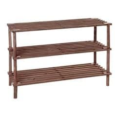 Dark and Natural 4-Tier 3-Tier 2-Tier Wooden Shoe Shelf Storage Organizer Entryway Shoe rack, Home Shelf Storage Cabinet for Shoes. (3-Tier shoe rack (58 x 26 x 48.5cm), Dark)