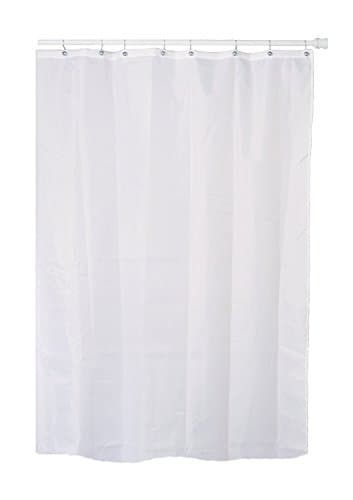 Extra Long / Tall White Fabric (Polyester / Nylon) Shower Curtain with Metal Grommets (Buckles), and a Weighted Hem to Reduce Billowing. Dimensions = 84 inches (7 ft) Tall x 72 inches (6 ft) Wide