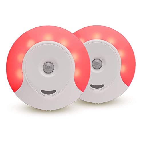 emagine A Sleep Aid Red LED Motion Sensor Night Light Plug in for Bedroom with Dusk to Dawn Motion Activated Auto Sensor, Promotes melatonin Production and Healthy Sleep, ON-Off-Auto Toggle, 2-Pack