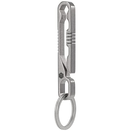 KeyUnity KM07 Titanium Keychain Pocket Clip with Hex Bit Driver, 2 in 1 Key Ring Holder for Belt for Men & Women, Sandblasted, Medium