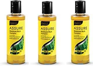 ASSURE Moisture Rich Shampoo Enriched with Green Tea Extract for Dry and Damaged Hair, (3 x 200 ml) - (Pack of 3)