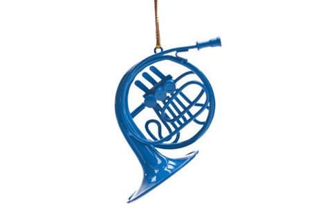 Blue French Horn Ornament – Cool TV Props – Decorative Mini Blue French Horn – 3” (7.6cm) Mouthpiece to Bell