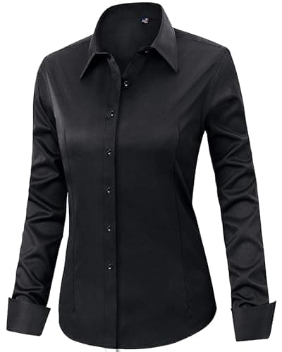J.VER Womens Dress Shirts Long Sleeve Button Down Shirt Wrinkle-Free Business Casual Blouse Office Work Tops