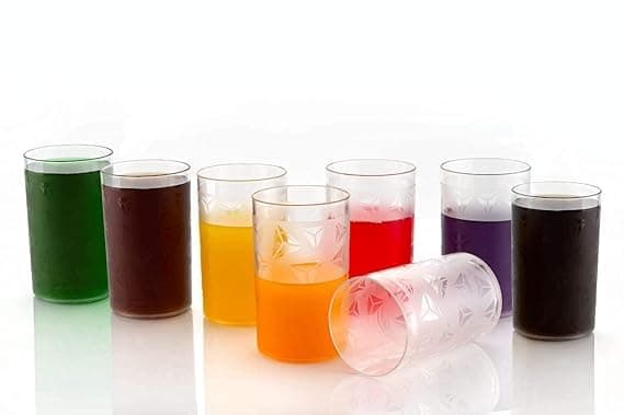 THE SR BRAND Plastic Unbreakable Water,Juice, Drinking Glass Set Glass Set (250 ml, Glass) Glass Set (Blur Transparent Diamond Triangles, 6)