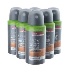 Dove Men Care Talc Mineral & Sandalwood Deodorante Compressed Travel Size Spray 75ml - Pack of 6