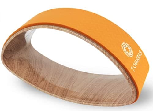 7 Chakras 4 Piece - Grey Yoga Wheel for Stretching | 55 Page Colour Printed Exercise Book | Yoga Set for Women | Cotton Travel Bag