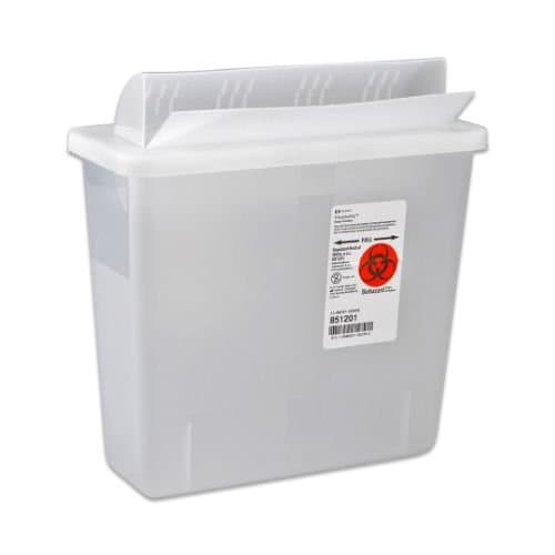 COVIDIEN851301 SharpSafety in Room Sharps Container with Open Lid, 5 Quart Capacity, Transparent Red (Pack of 20)