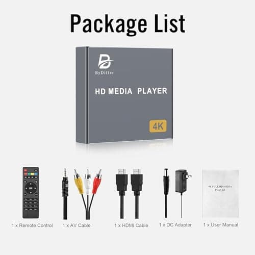 ByDiffer 4K HD Digital Media Player MP4 Video Player for USB/SD Card Auto Play H.265/HEVC Digital Signage HDMI/AV Output