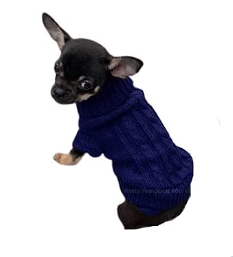 Chihuahua Clothes Puppy Dog Coat Knit Winter Warm Jumper Cosy Teacup Smaller Breeds Miniature (XXS, Navy)