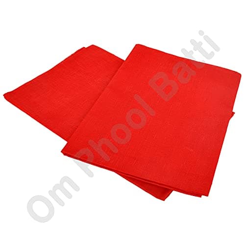 Om Phool Batti Cotton Cloth for Puja, Mandir Asana Altar Cloth, Puja Ka Kapda or Pooja Item (Pack of 1, Red)
