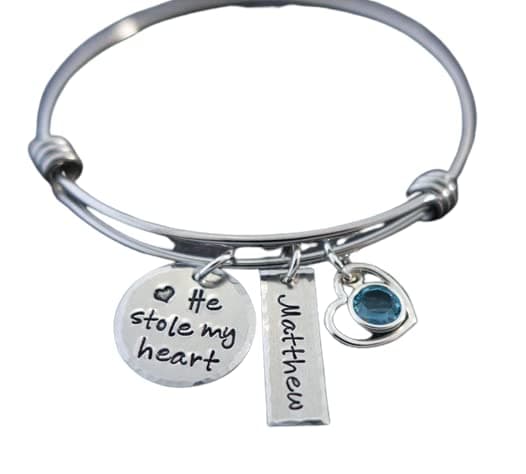 Mom Bracelet Wire Bangle Mother Son Jewelry Hand Stamped