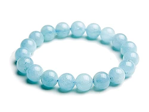 Soothing Modern Strand Bracelet - Natural Aquamarine - Blue, White - Toggle Clasp - Round Cut - Everlasting Joy