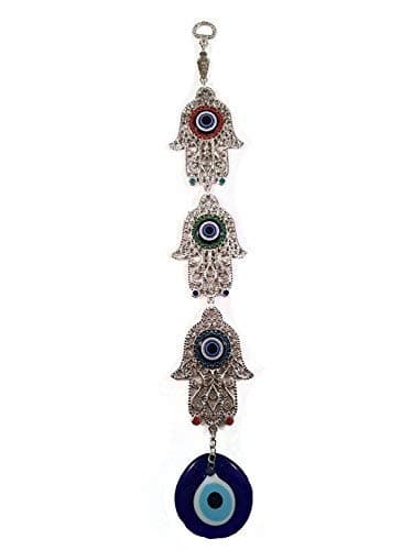 Bead Global Hamsa Hand of Fatima Turkish Blue Evil Eye Wall Hanging Ornament - Home Blessing Decor Protection Charm (Colourful 2)