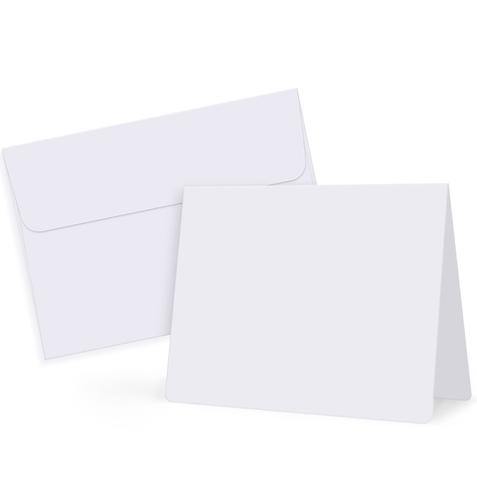 Eupako White Blank Cards and Envelopes 100 Pack - 5x7 Heavyweight Folded Cardstock and A7 Envelopes Self Seal for DIY Greeting Cards, Invitations, Wedding, Baby Shower, Birthday, Thank You Cards