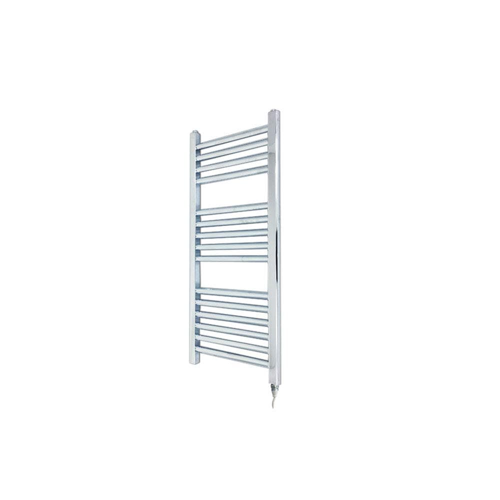 300mm(w) x 800mm(h) Straight Chrome Electric Heated Towel Rail, Radiator, Warmer. Supplied with 150 Watt Electric Heating Element