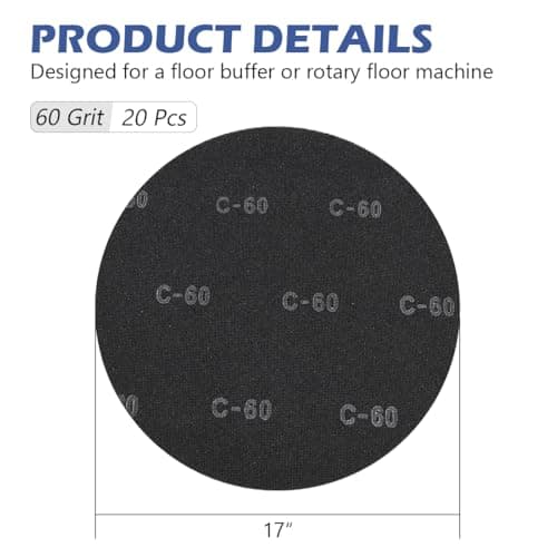 HUAALIUCHE17 Sanding Screen Discs - Mesh Floor Sanding Screen - Black Silicon Carbide - for Wood Floors (20 Pack, 60 Grit)