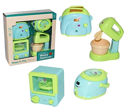 IndusBay® Kitchen and Household Utility Toy Set for Kids Working Household Appliances Set (OTG, Mixer, Egg Boiler, Toaster) with Light & Sound for Girls…