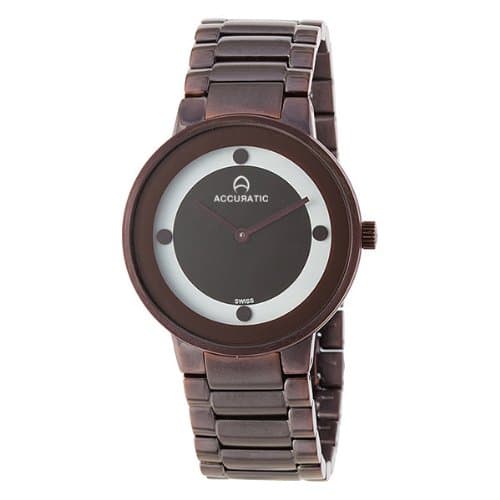 Accuratic Scope Ladies Black Purple IP Wrist Watch Swiss Ronda 762 Movement