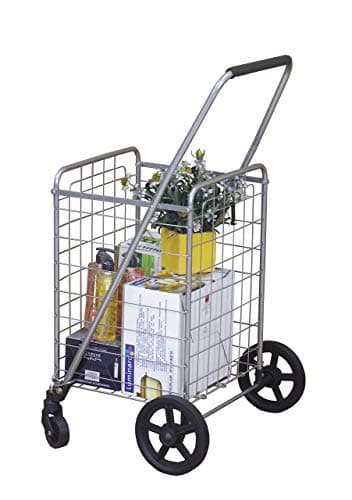 Wellmax WM99024S Grocery Utility Shopping Cart | Easily Collapsible and Portable to Save Space + Heavy Duty, Light Weight Trolley with Rolling Swivel Wheels (Renewed)