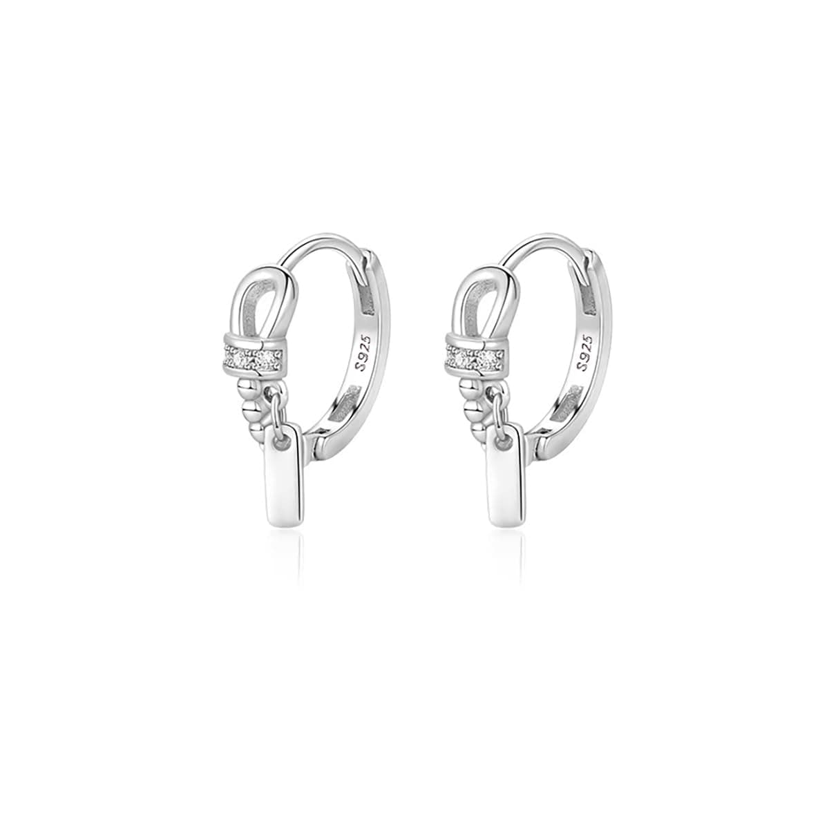 ReffeerSterling Silver Minimalist CZ Hoop Earrings - Small Huggie & Cartilage Helix Styles