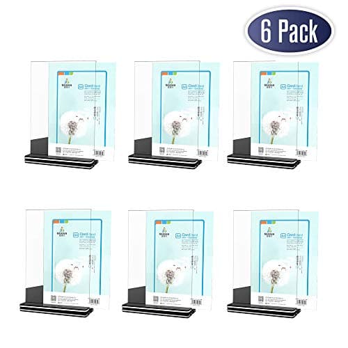 Mavicen Acrylic Sign Holder 4 x 6 Inch, Double Sided Table Sign Display Holder, Portrait Style Menu Ad Frame, for Restaurants, Promotions, Photo Frames, Classroom, Office, Store (6 Pack)