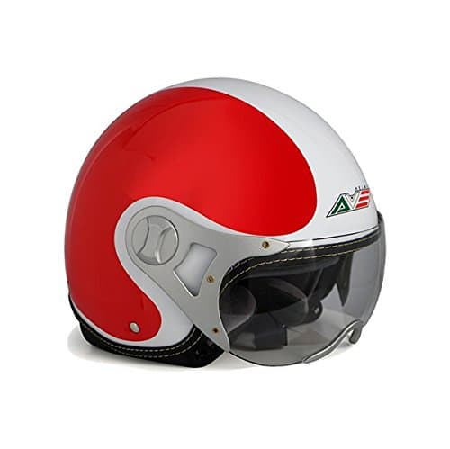 AVE A-15 Valiant Italy Open Face Motorcycle Helmet with Shield (Red, Small)