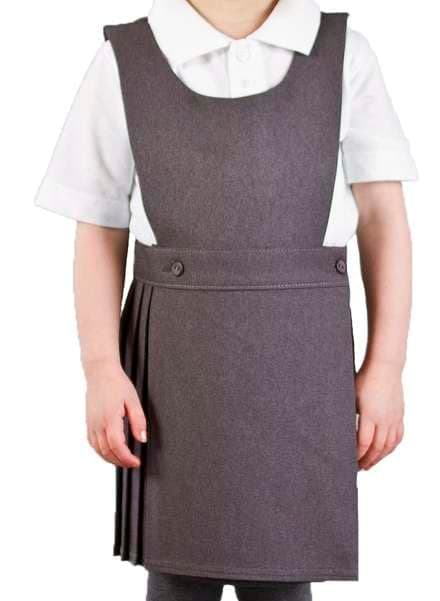 Girls School Pinafore Dress Bib Style Pleated Grey Black Age 2 3 4 5 6 7 8 9 10 11 12 13 14 15 16 17 18 Years