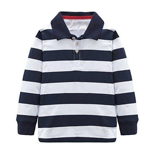 Boys Cotton Long Sleeve T-Shirts Striped Polo Shirts