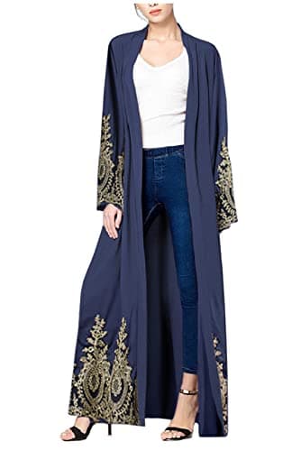 WSPLYSPJY Embroidered Women Open Abaya Muslim Dress Islamic Cardigan Dubai Kaftan Robe