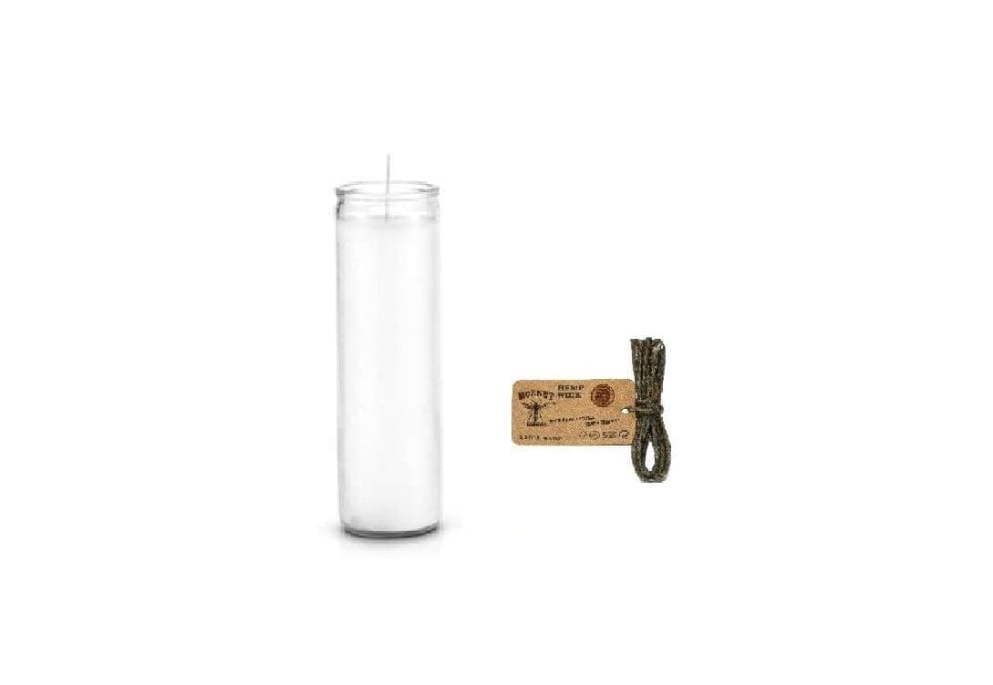 White Unscented Glass Prayer Candles, 8", Devotional Candles