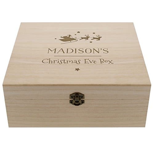 Personalised Christmas Eve Box. Childrens Christmas Large Wooden Gifts Box. Storage For Stocking Fillers, Toys, Trinkets, Sweets etc