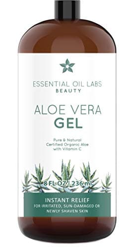 Aloe Vera Gel, 8 oz, Organic, Pure and Natural - Instant Hydrating Relief For Irritated Skin by Essential Oil Labs