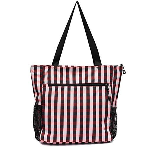 Original Floral Water Resistant Tote Bag Large Shoulder Bag with Multi Pockets for Gym Hiking Picnic Travel Beach Daily Bags (Claret)