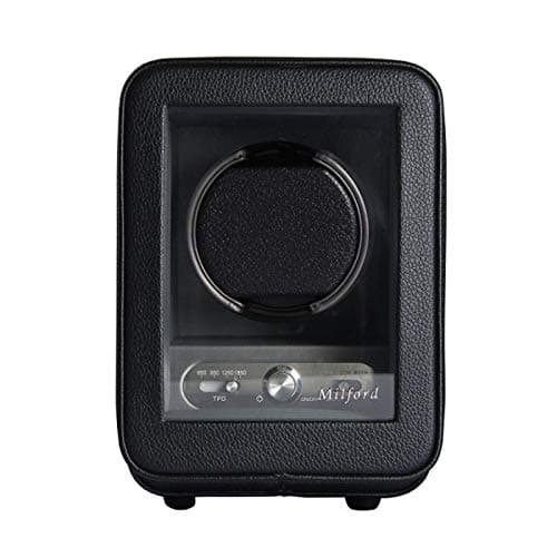 MILFORD Classic 1 Watch Winder for Automatic Watch/Adjustable TPD and Rotation Direction/Easy Set Up with Analog Controls/Battery or DC power/Suitable for Safety Box/Luxurious Interior Lining