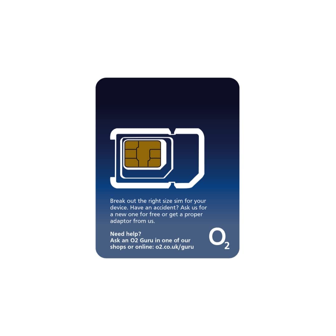 O2 Prepaid 30 Day Unlimited Data SIM - 4G/5G, 25GB EU Roaming