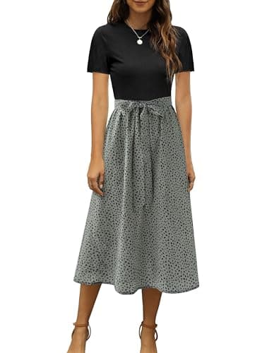 Zattcas Women 2026 Spring Dress Long Sleeve Ribbed Teacher Church Modest Business Casual Work Outfits Midi Dress