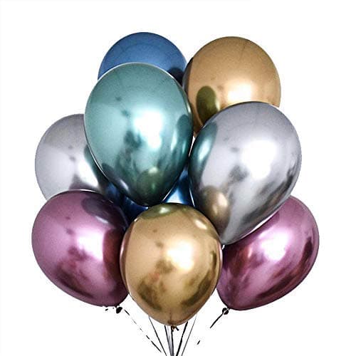 Metallic Balloons, 12 inch 50pcs Muiltcolor Chrome Gold Metallic Party Balloons, Thick Latex Balloons Shiny Balloons Decoration for Wedding Birthday Baby Shower Graduation Party Decorations (50pcs)